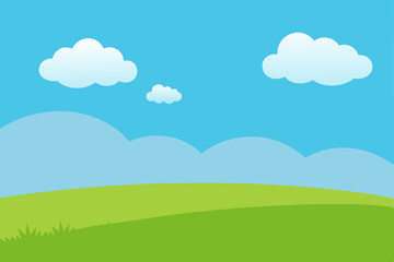 Obraz premium Expansive Open Sky Above a Green Grassy Summer Field Vector Illustration Background