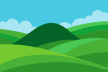 Expansive Rolling Green Hills Landscape in Ultra HD Vector Illustration Background