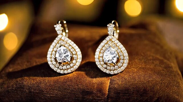 Glamorous Crystal Teardrop Earrings with Pav&eacute; Detailing