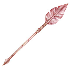 Artistic Arrow with Expressive Curves in Dusty Rose Isolated on Transparent Background
