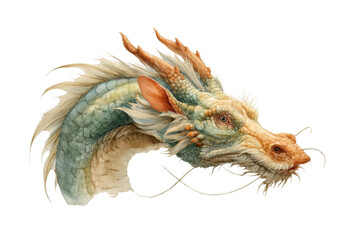 Fototapeta premium PNG Majestic fantasy dragon head with intricate scales and long whiskers