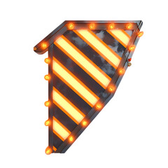 A Neon Orange Arrow with Caution Stripes Industrial Isolated on Transparent Background