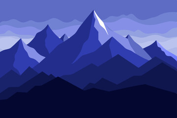 Naklejka premium Atmospheric Moody Mountain Range View for Desktop Wallpaper Vector Illustration Background