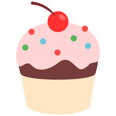 Cherry Cupcake with Sprinkles Vector