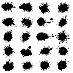 Abstract ink splashes creating artistic mess perfect for design projects against a plain background