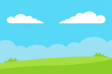 Expansive Open Sky Above a Green Grassy Summer Field Vector Illustration Background