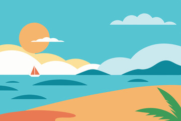 Obraz premium tropical beach with palm trees