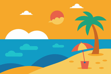 Fototapeta premium vector illustration of a tropical beach