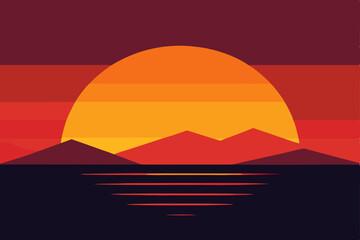 Obraz premium Beautiful Generative AI Art of Vibrant Summer Sunset Vector Illustration Background