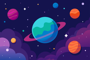 Cosmic Space Sky with Nebula and Stars Ultra HD Vector Illustration Background