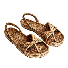 Boho Chic Espadrille Sandals with Organic Woven Tex Isolated on Transparent Background