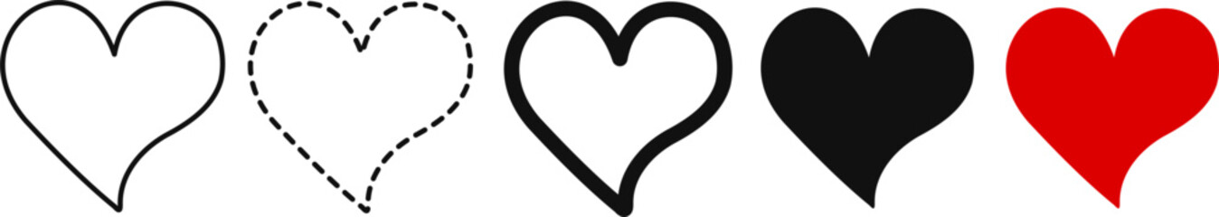 Hearts Icons Set Vectors Illustration Love Symbols Set