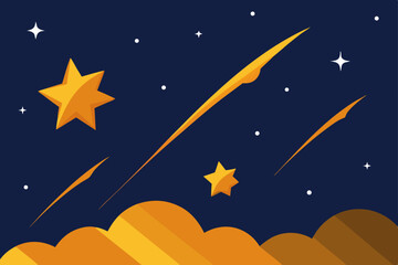 Fototapeta premium Spectacular Shooting Stars Display Over Horizon 4K Vector Illustration Background