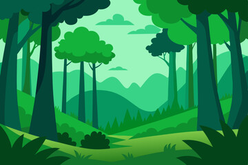 Vibrant Lush Green Forest Canopy 4K Desktop Wallpaper Vector Illustration Background