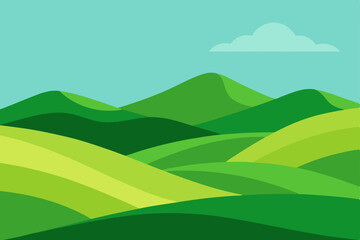 Obraz premium Expansive Rolling Green Hills Landscape in Ultra HD Vector Illustration Background