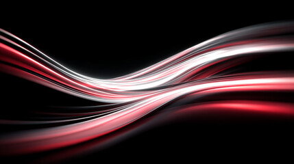 Abstract glowing red light waves forming an electric tunnel on a black background. Futuristic speed motion, sci-fi energy, and neon glow perfect for technology, cyberspace, and digital design themes.
