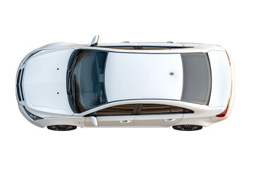 PNG Top view of white sedan car with sunroof and dark tinted windows