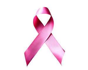 Pink October concept | Pink ribbon from the breast cancer prevention campaign. Isolated, on transparent background. 