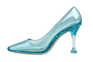 PNG Elegant transparent glass high heel shoe on black background