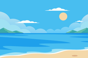 Fototapeta premium Stunning Crystal Clear Ocean on a Bright Sunny Day Vector illustration Background