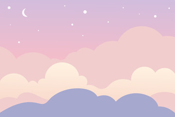 Soothing Calming Wallpaper with Gentle Pastel Sky Vector illustration Background