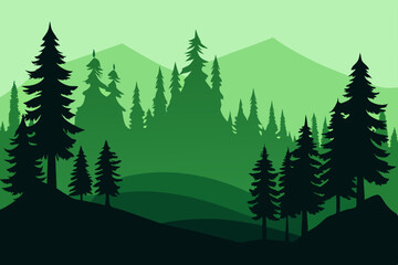 Fototapeta premium Sleek Modern Minimal Forest Silhouette 4K Vector illustration Background