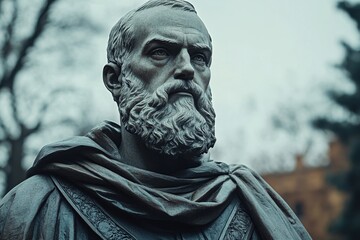 Obraz premium Statue of a man with a beard and a shawl