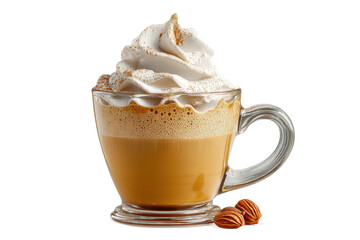 PNG Creamy pumpkin spice latte with whipped cream and pecans