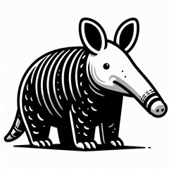 Fototapeta premium aardvark, vector, black and white, image, wallpaper, halftone, cartoon
