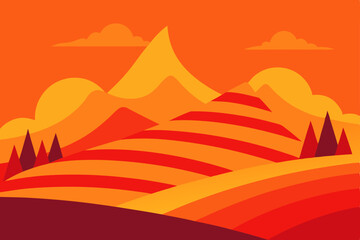 Fototapeta premium Modern Abstract Landscape Line Art Design in Ultra HD Vector Illustration Background