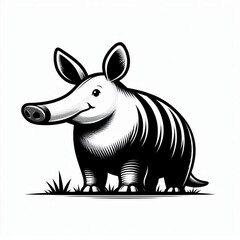 Naklejka premium aardvark, vector, black and white, image, wallpaper, halftone, cartoon