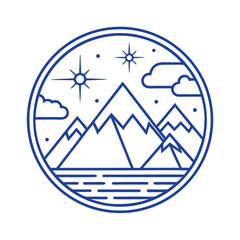Line Icon Of Mountain Range With Sun And Stars  Ad (2)