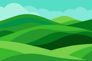 Expansive Rolling Green Hills Landscape in Ultra HD Vector Illustration Background