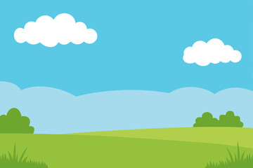 Fototapeta premium Expansive Open Sky Above a Green Grassy Summer Field Vector Illustration Background