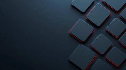 Dark Gray Red Glowing Squares.