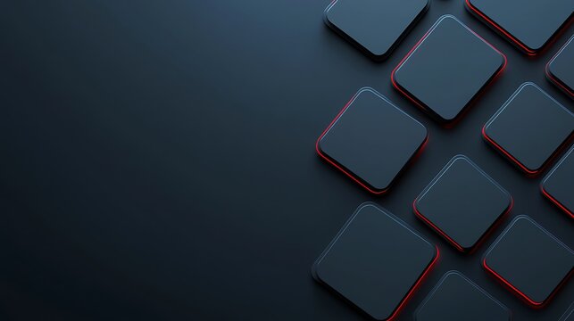 Dark Gray Red Glowing Squares.