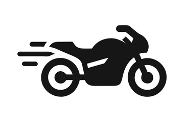 Fototapeta premium Fast Motorcycle Icon Speed Symbol, Two Wheels, Black Silhouette