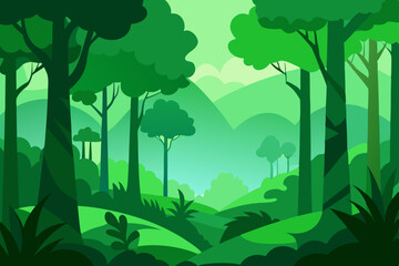 Vibrant Lush Green Forest Canopy 4K Desktop Wallpaper Vector Illustration Background