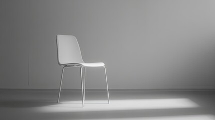lone chair sits in empty room under soft lighting minimalistic setup clean image emphasizing anticipation