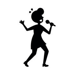 Singing Person Black Vector Silhouette Sketch