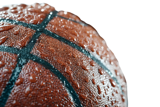 Closeup of Wet Basketball Texture Water Droplets on Ball Surface Sport Game