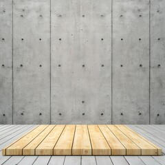 Naklejka premium Minimalist Modern Interior with Concrete Walls and Wooden Floor Design Concept for Various Background Uses