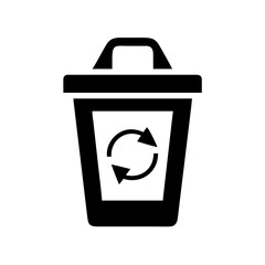 Recycle bin icon vector illustration, trash can with recycle symbol for waste management design