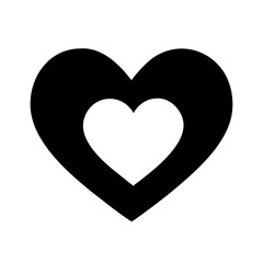 Black and white heart with inner heart vector graphic for valentine's day love symbol design