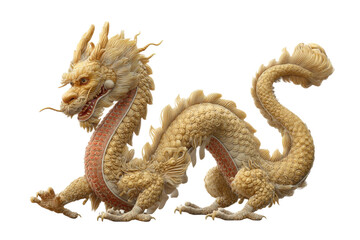 Obraz premium PNG Intricate golden chinese dragon sculpture in dynamic pose