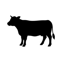 Cow silhouette vector image for cattle farm livestock dairy beef design and agriculture needs