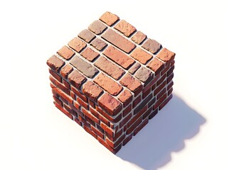 Rustic Red Brick Texture Cube:  Stylized 3D Render, Warm and Earthy Tone