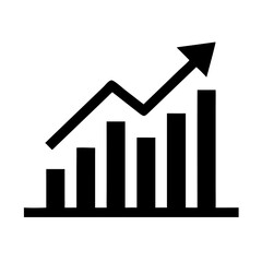 Growth chart icon vector illustration showing business success and financial increase diagram