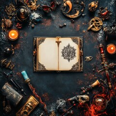 A mysterious and intriguing image of a glass bottle emitting smoke, set on a stone