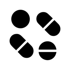 Pills and tablets vector icon illustration of medication drugs pharmaceutical healthcare medicine treatment